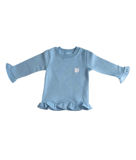 Kitten Ruffle Girls Sweatshirt