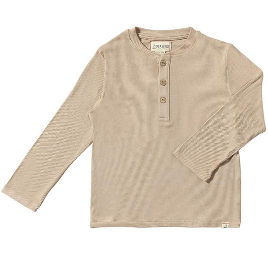 Beige Ribbed Boys Henley