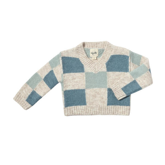 Blue Checker Girls Sweater