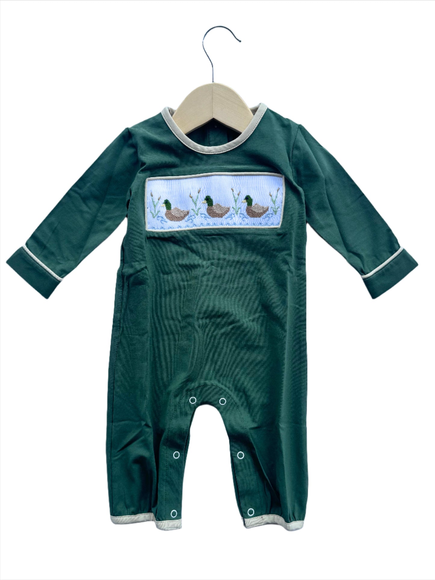 Mallard Duck Smocked Boys Romper