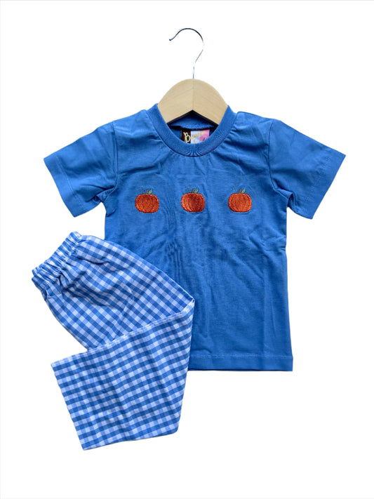 Pumpkin Embroidery Boys Pant Set