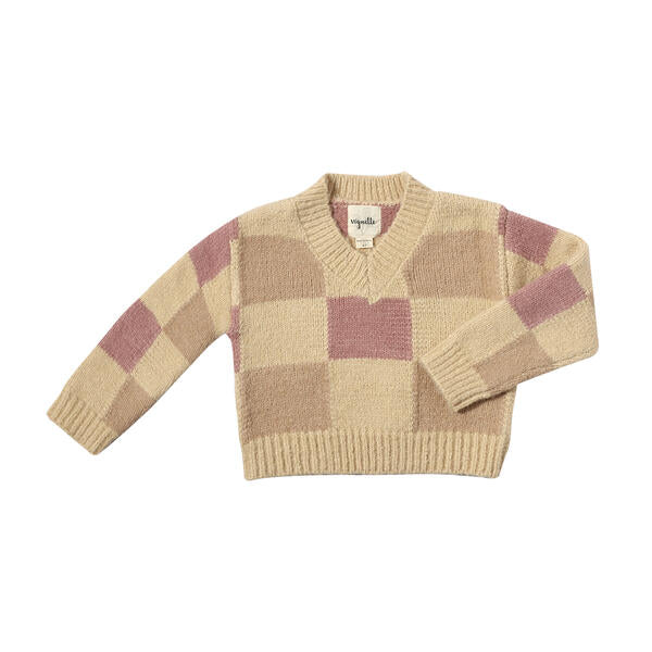 Rose Checker Girls Sweater