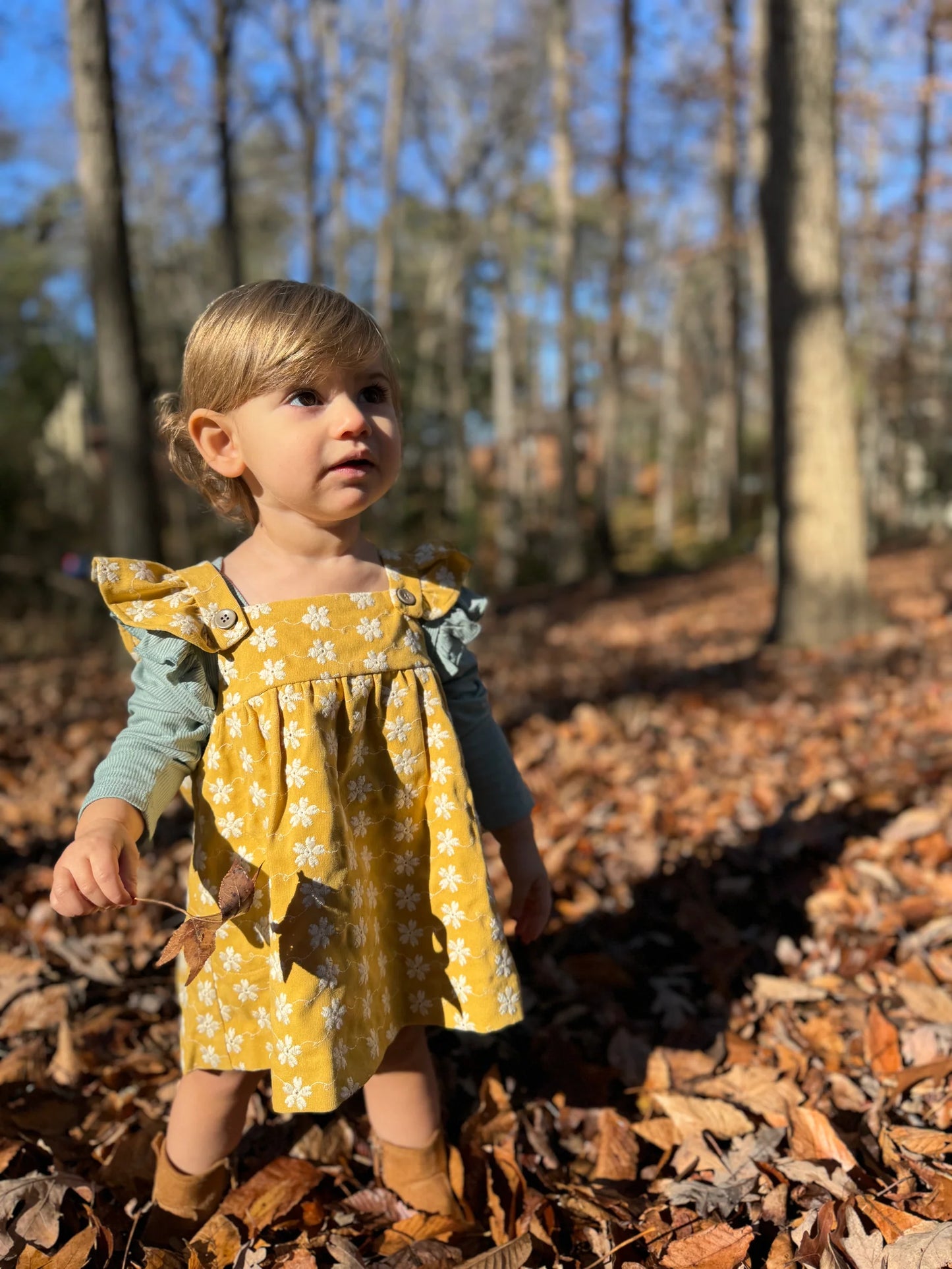 Gold Embroidered Opal Girls Dress