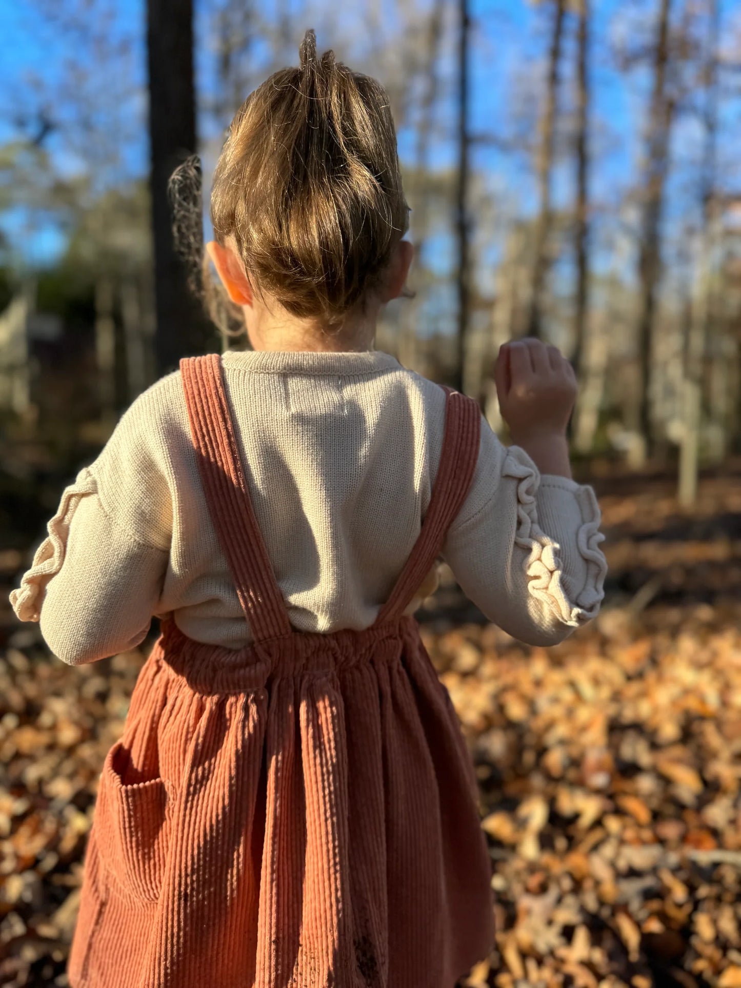 Dusty Peach Autumn Girls Pinafore