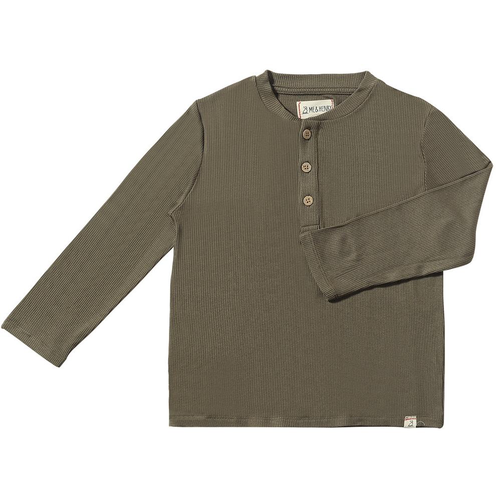 Green Ribbed Boys Henley