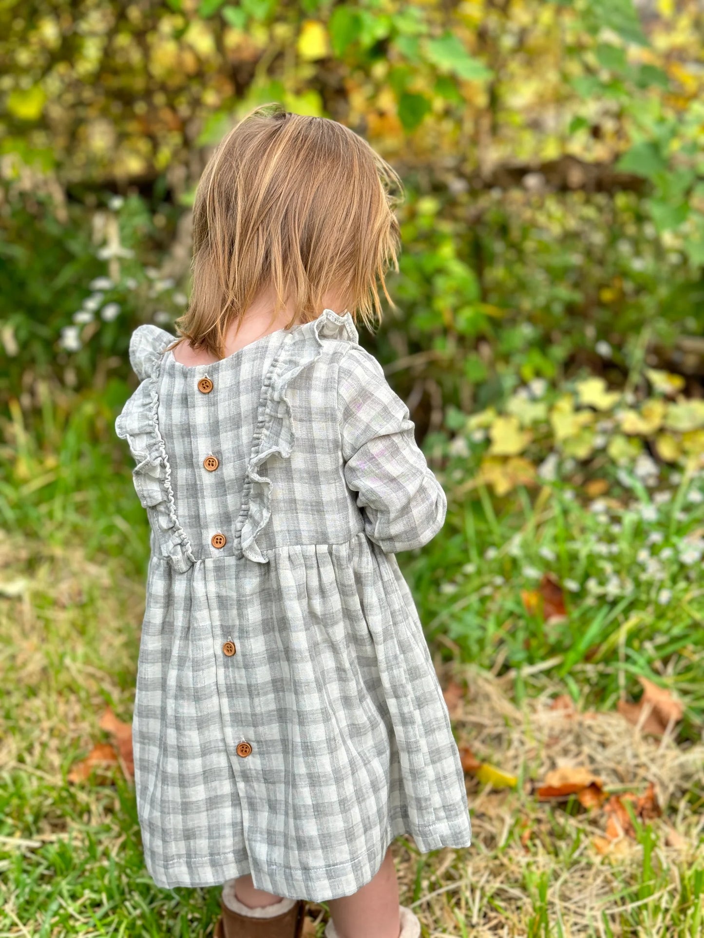 Gray Plaid Rowan Girls Dress