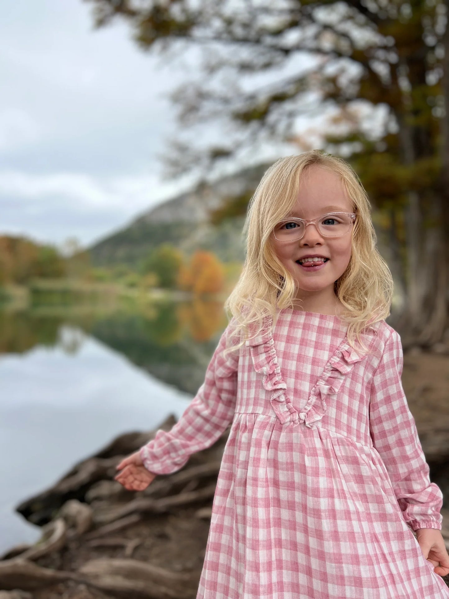 Pink Plaid Rowan Girls Dress