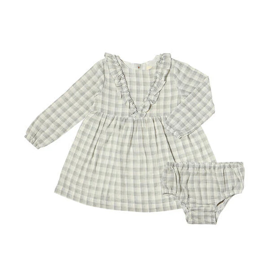 Gray Plaid Rowan Girls Dress